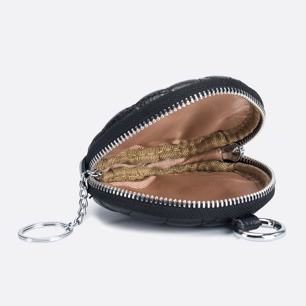 Women's genuine cowhide leather circular pouch