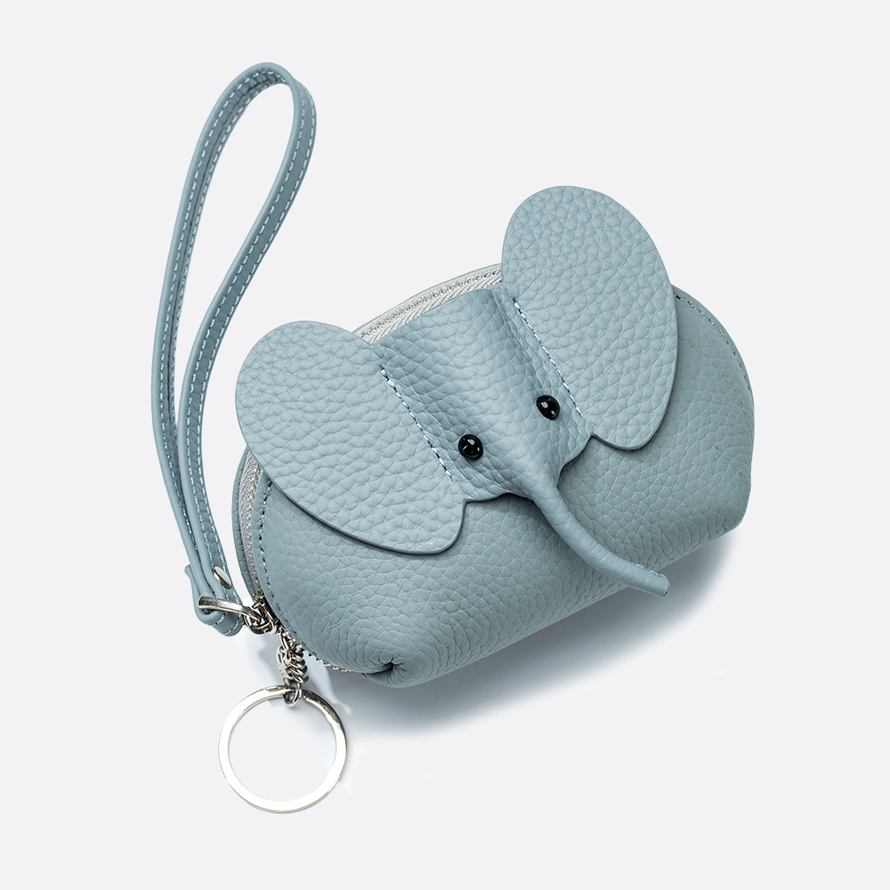 Women's and children's genuine cowhide leather elephant pouch