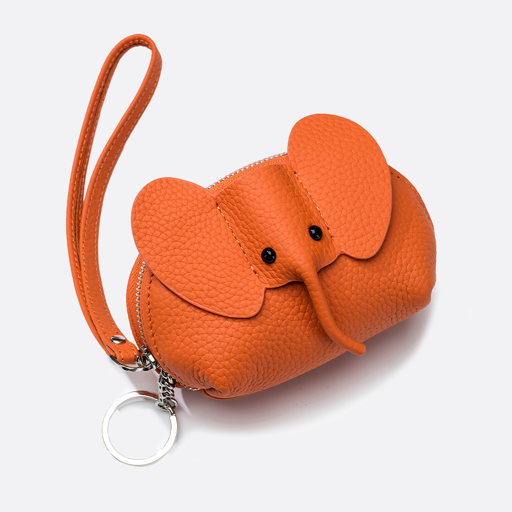 Women's and children's genuine cowhide leather elephant pouch