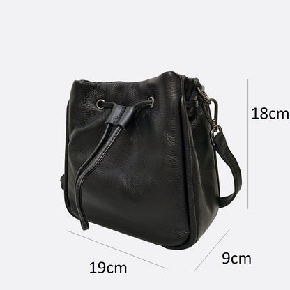 Women's genuine cowhide leather mini bucket bag V2