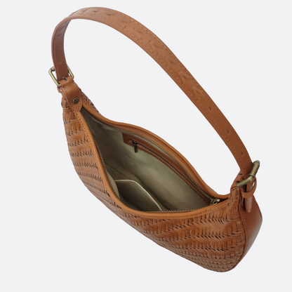 Women's handwoven genuine cowhide leather hobo handbag edgar design