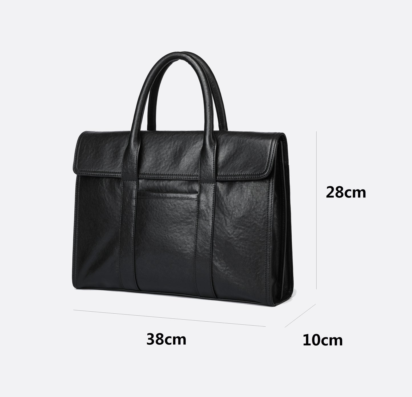 Unisex genuine cowhide leather travel briefcase Flap design