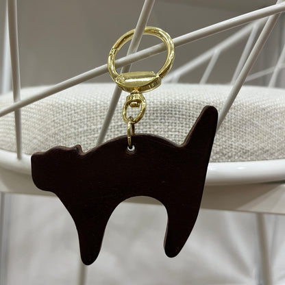 Cat design genuine cowhide leather bag charm