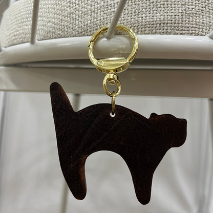 Cat design genuine cowhide leather bag charm