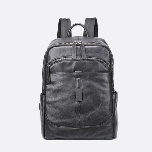 Unisex cowhide leather backpack Snap design V2
