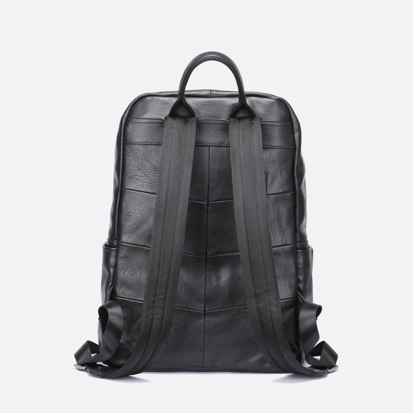 Unisex cowhide leather backpack Double zip design