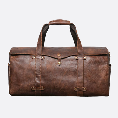 Unisex Women's and Men's genuine cowhide vintage leather duffel travel bag