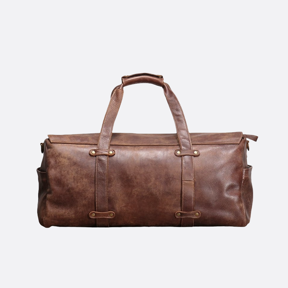 Unisex Women's and Men's genuine cowhide vintage leather duffel travel bag