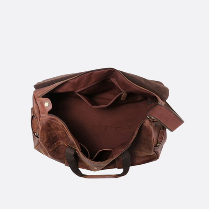 Unisex Women's and Men's genuine cowhide vintage leather duffel travel bag