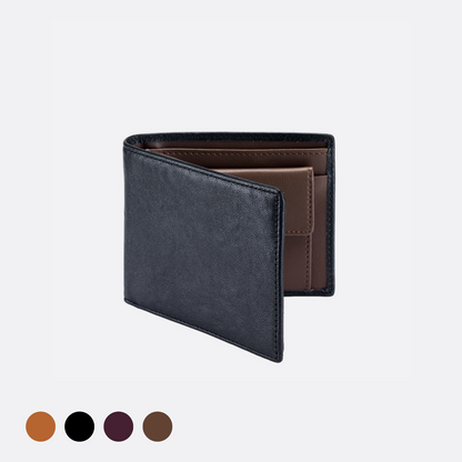 Women's and Men's unisex cowhide leather flap wallet with coin pouch