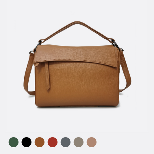 Women's genuine cowhide leather handbag Trika V2 design with 2 straps