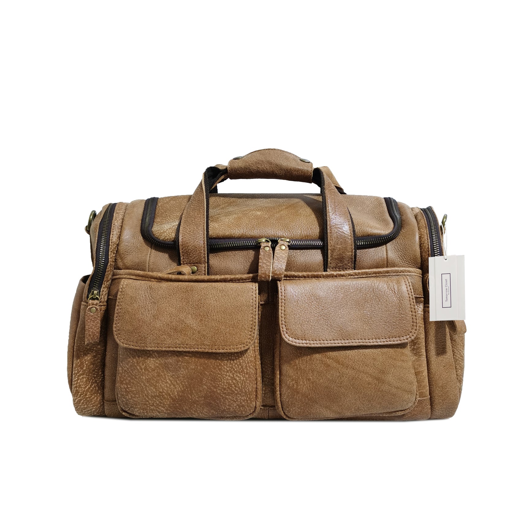 Genuine leather sales duffel bag